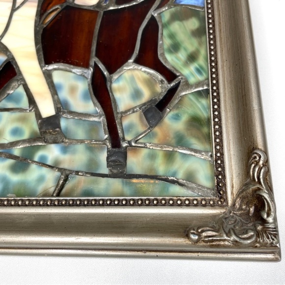 Framed Hanging Stained Glass Western Horses Handmade Wall Art - One of A Kind - Picture 8 of 12